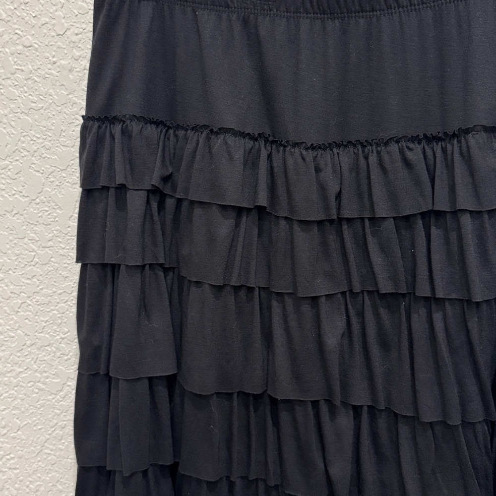 NWT Soft Surroundings Black Tiered Knit Maxi Skirt - Picture 7 of 8